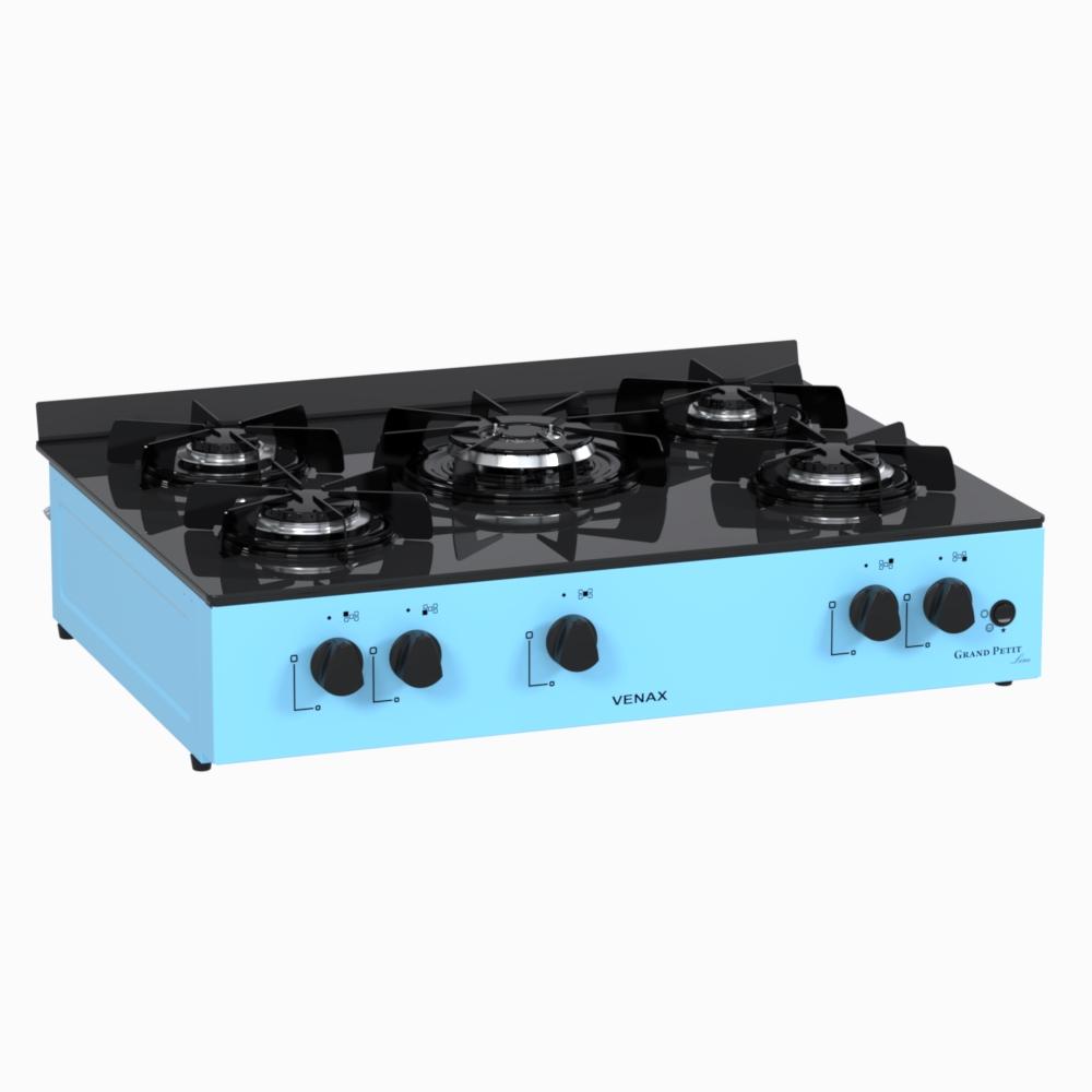 Fogao a Gas Portatil 5 Bocas Venax Grand Petit Line Azul