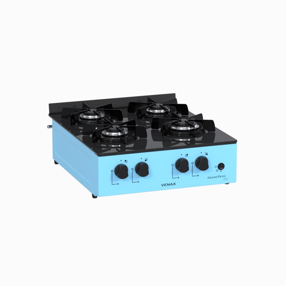 Fogao a Gas Portatil 4 Bocas Venax Grand Petit Line Azul