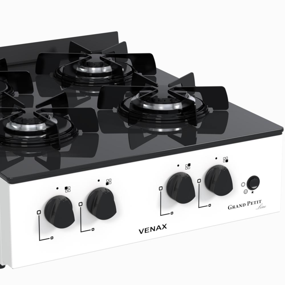 Fogao a Gas Portatil 4 Bocas Venax Grand Petit Line Branco