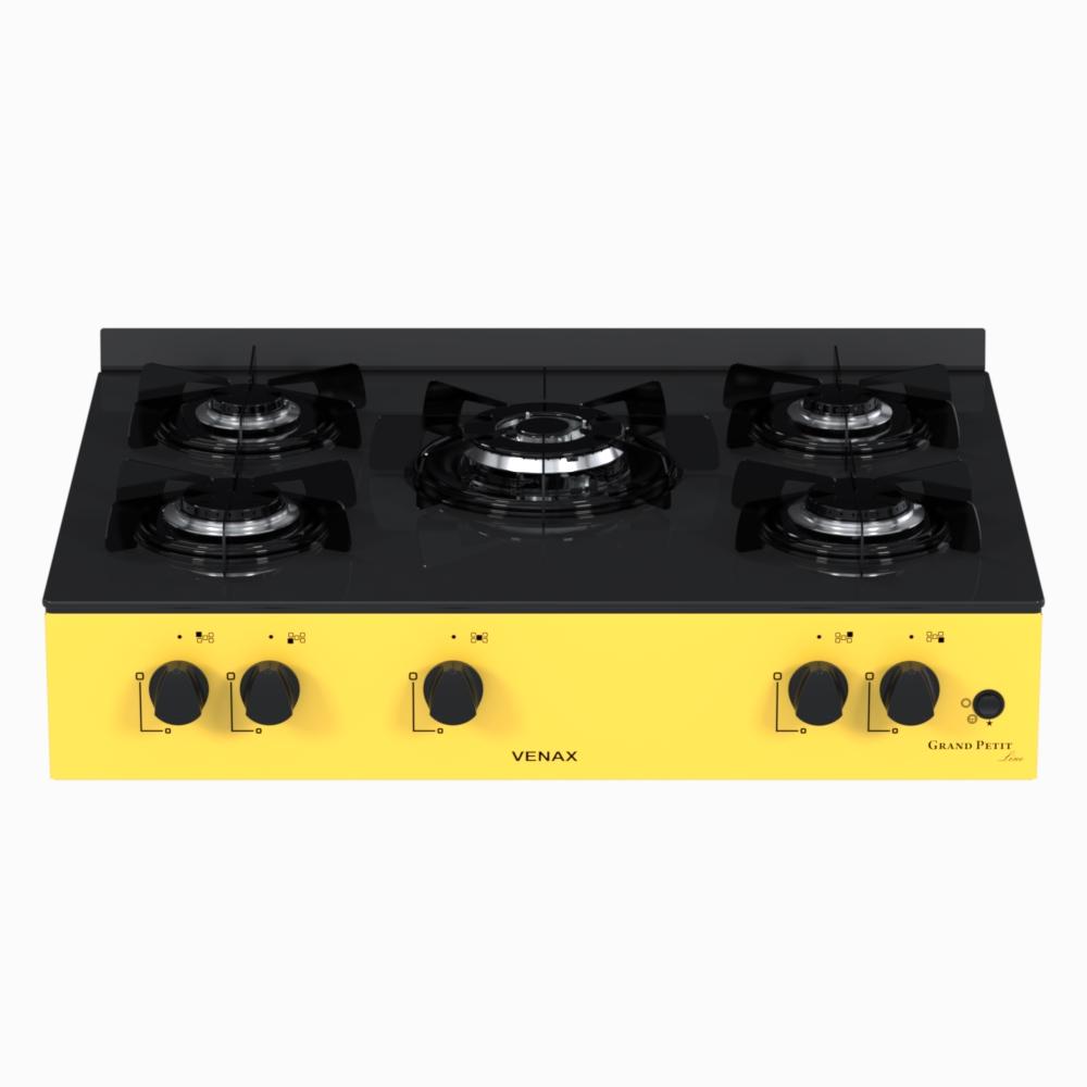 Fogao a Gas Portatil 5 Bocas Venax Grand Petit Line Amarelo