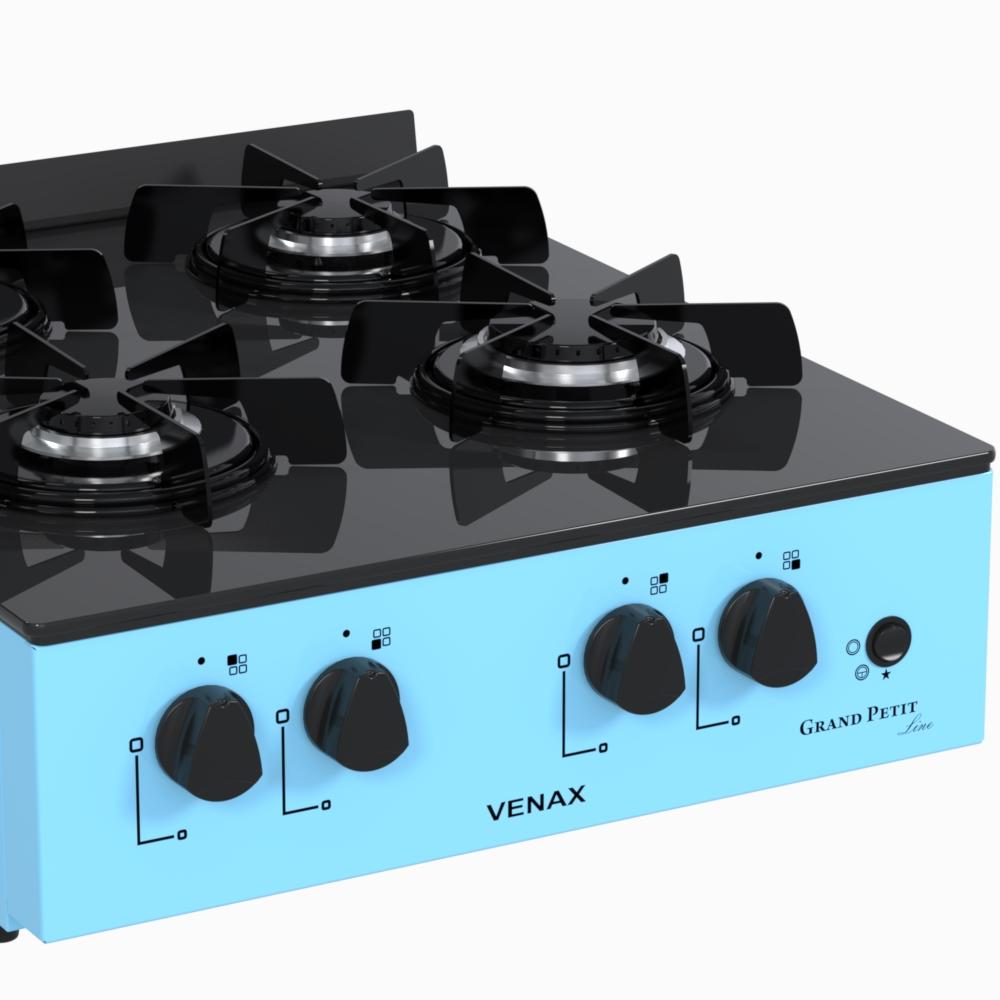 Fogao a Gas Portatil 4 Bocas Venax Grand Petit Line Azul