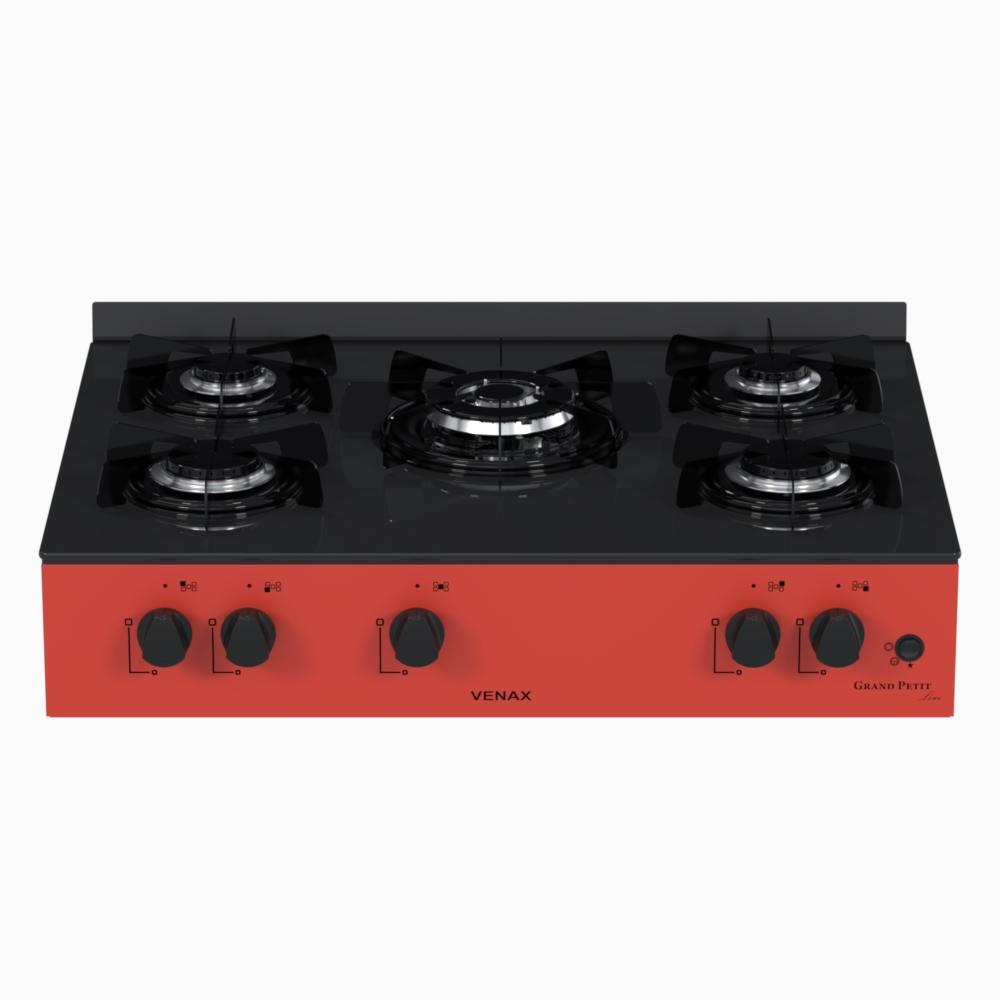 Fogao a Gas Portatil 5 Bocas Venax Grand Petit Line Vermelho