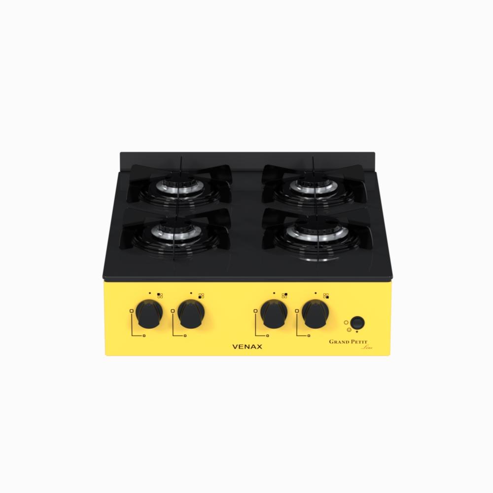 Fogao a Gas Portatil 4 Bocas Venax Grand Petit Line Amarelo