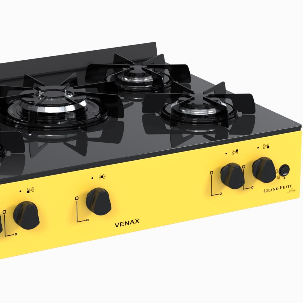 Fogao a Gas Portatil 5 Bocas Venax Grand Petit Line Amarelo