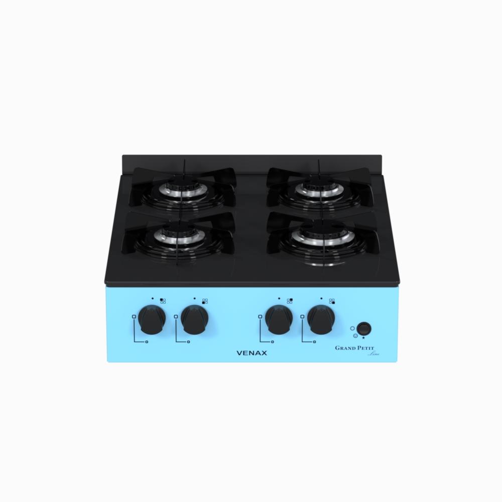 Fogao a Gas Portatil 4 Bocas Venax Grand Petit Line Azul
