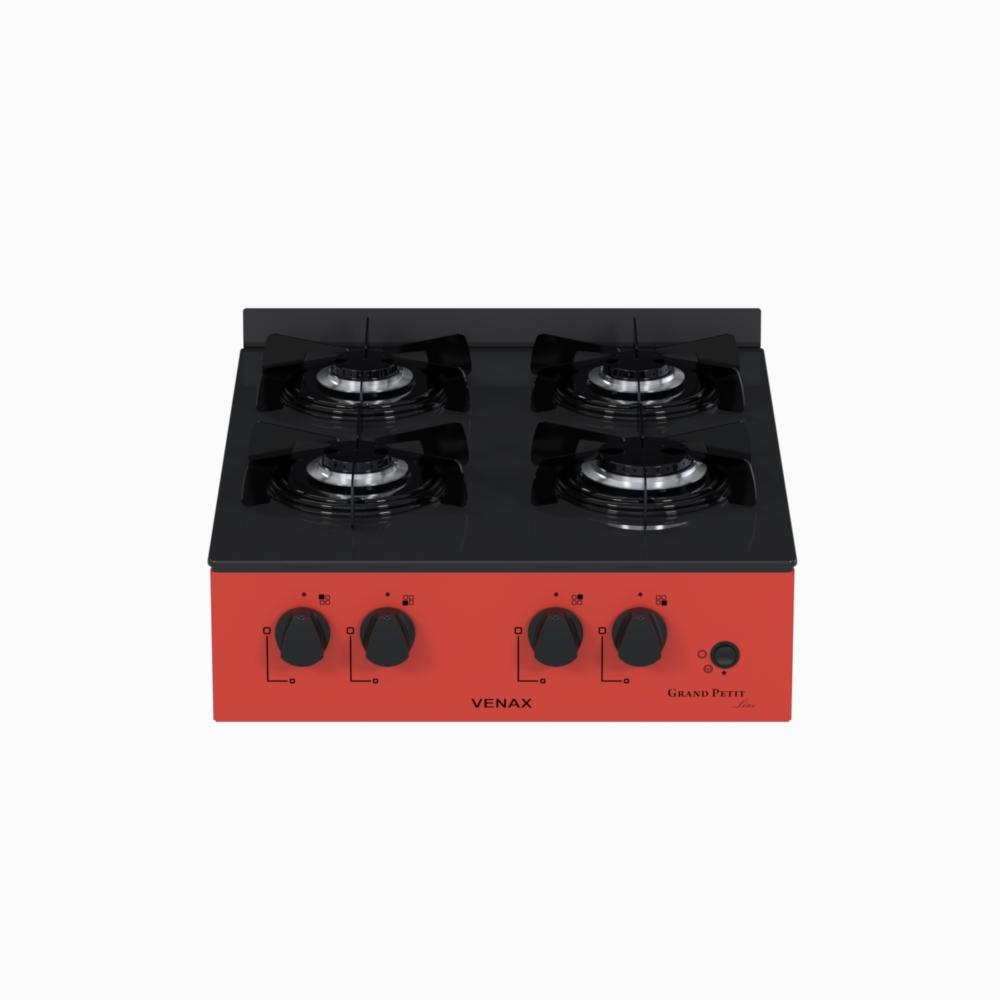Fogao a Gas Portatil 4 Bocas Venax Grand Petit Line Vermelho