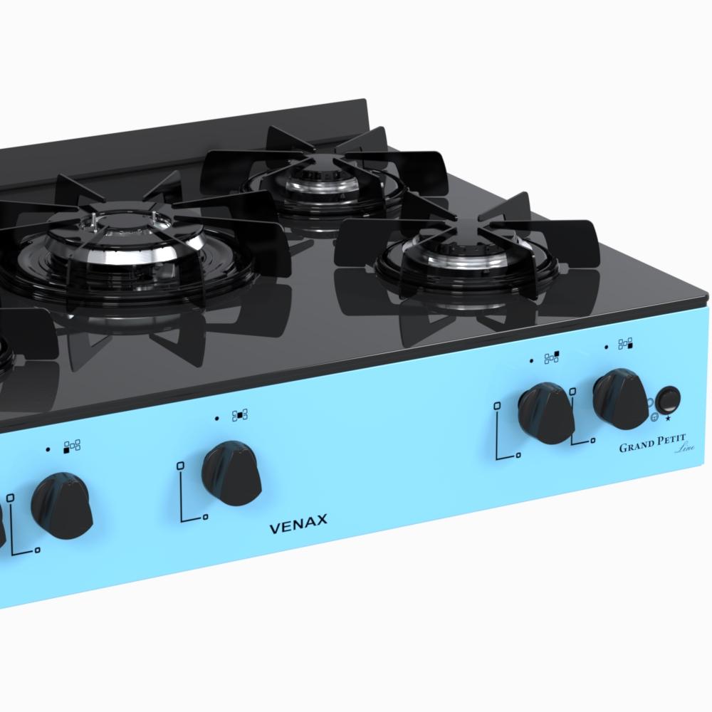 Fogao a Gas Portatil 5 Bocas Venax Grand Petit Line Azul