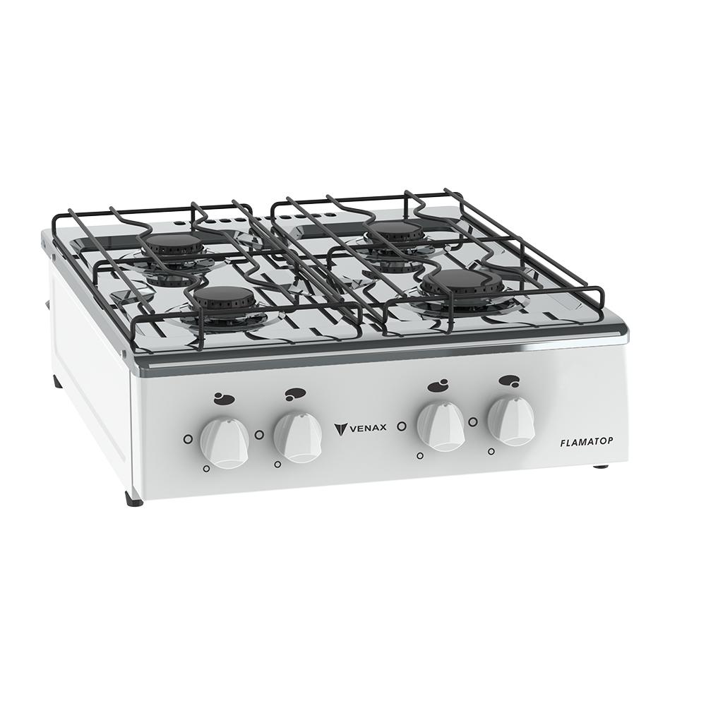 Fogao a Gas Portatil 4 Bocas Venax Flamatop Branco