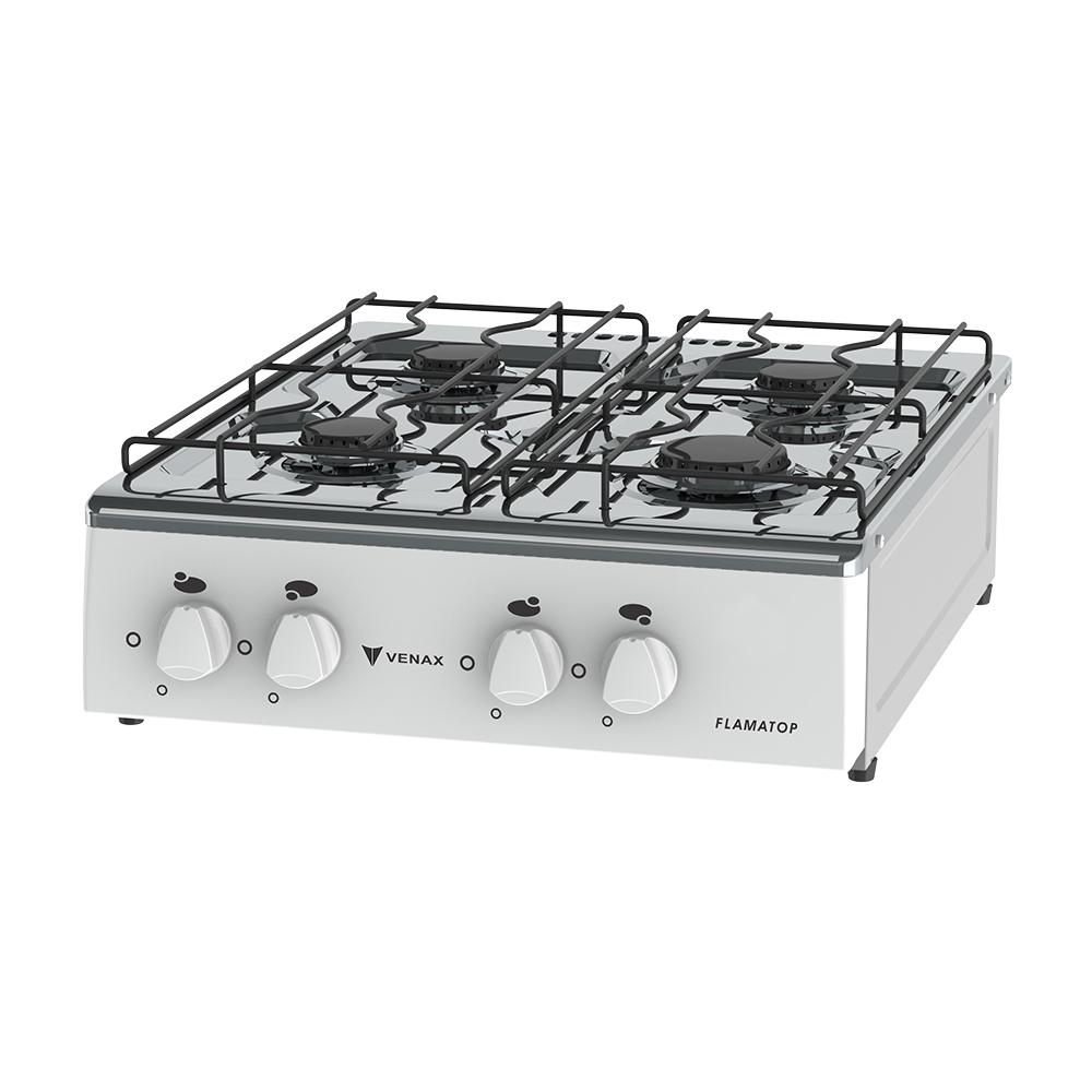 Fogao a Gas Portatil 4 Bocas Venax Flamatop Branco