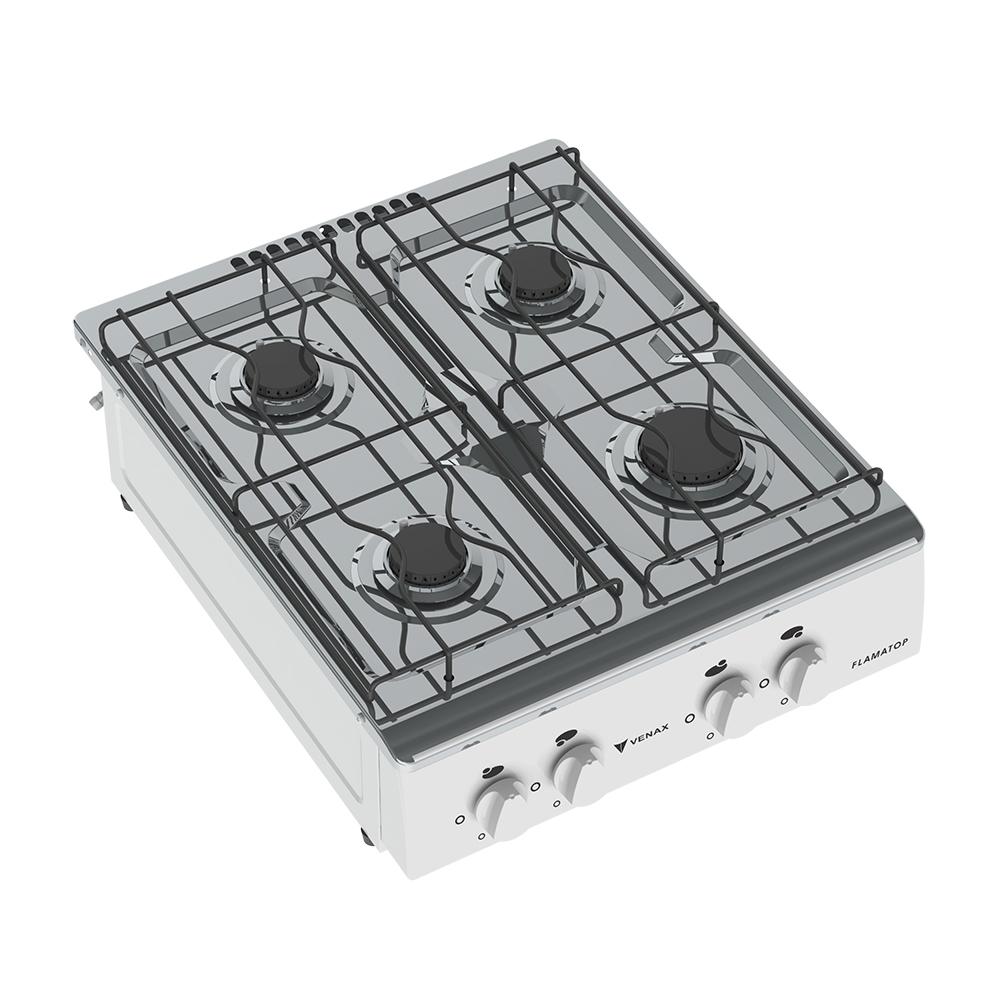 Fogao a Gas Portatil 4 Bocas Venax Flamatop Branco
