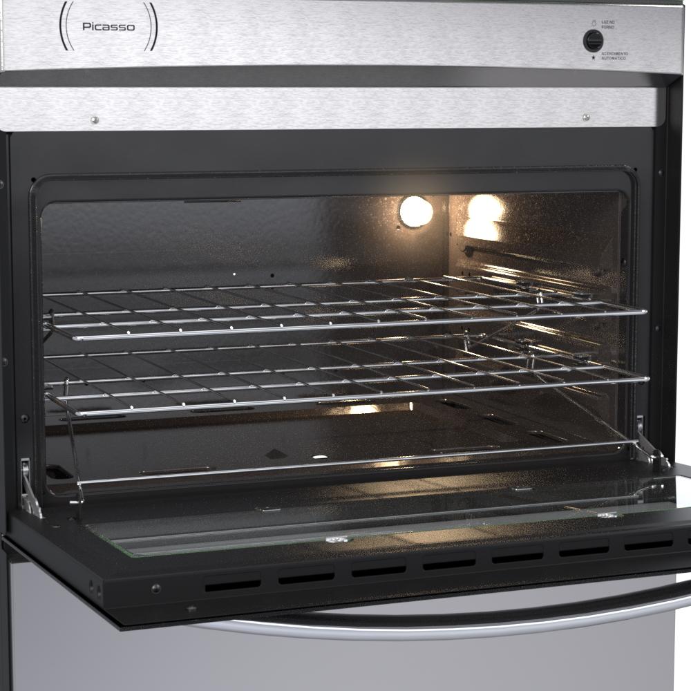 Fogao a Gas 5 Bocas Venax Picasso Vitreo Inox