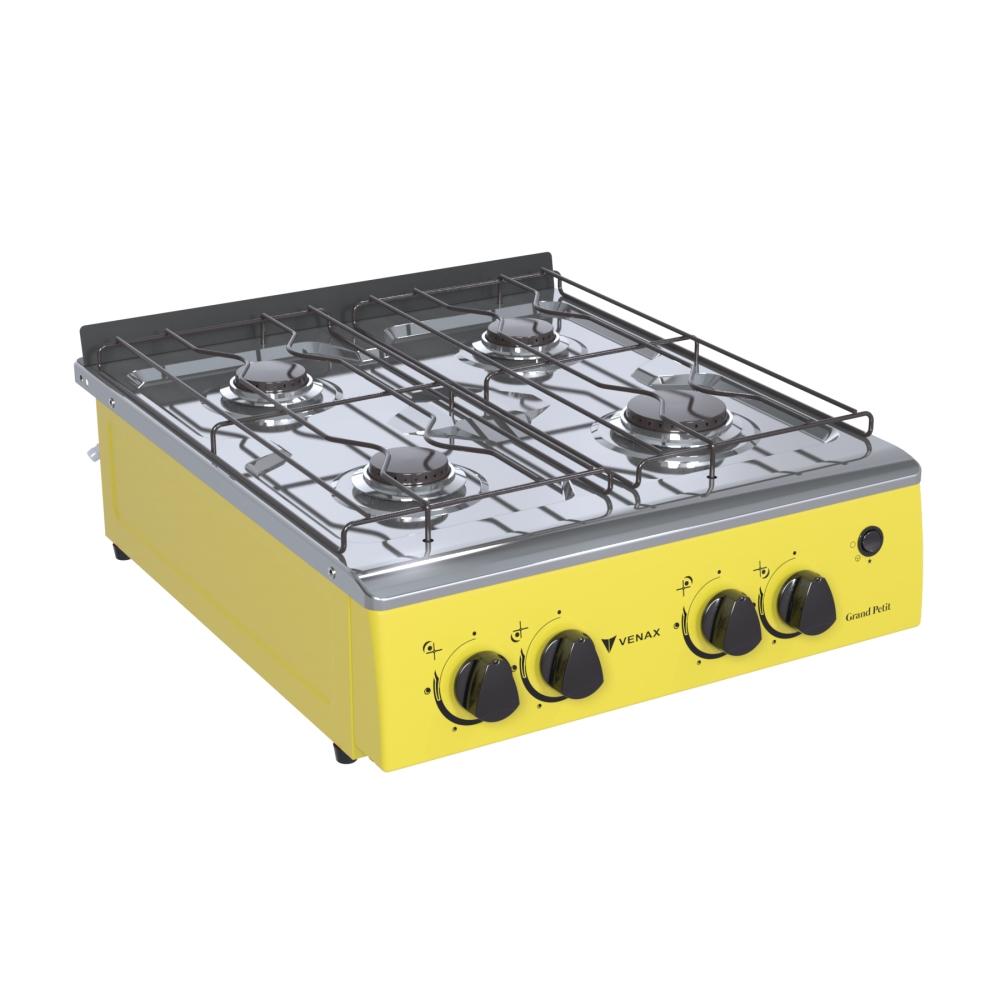Fogao a Gas Portatil 4 Bocas Venax Grand Petit Vetro Amarelo