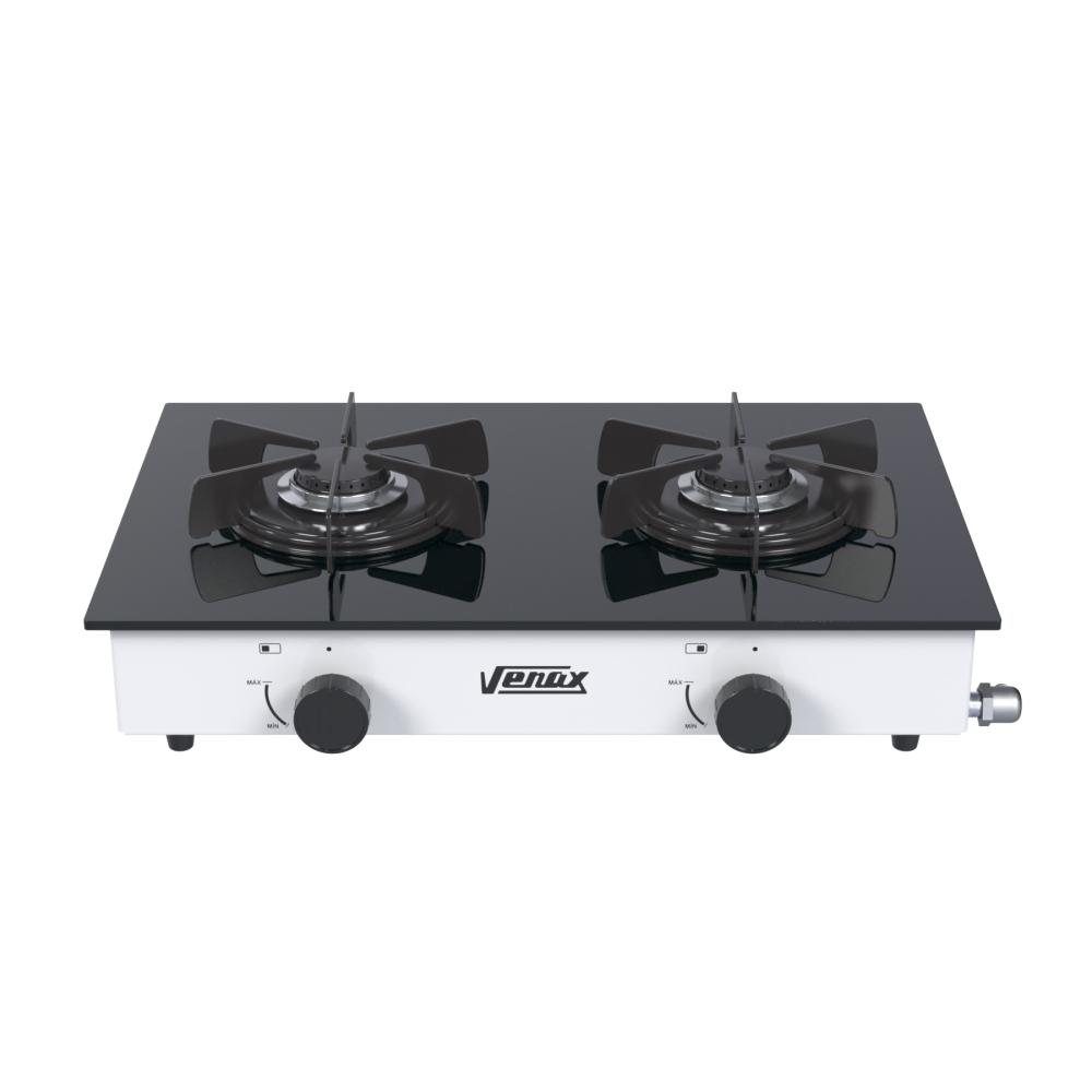 Fogao a Gas Portatil 2 Bocas Venax Flamalar Vitreo Branco