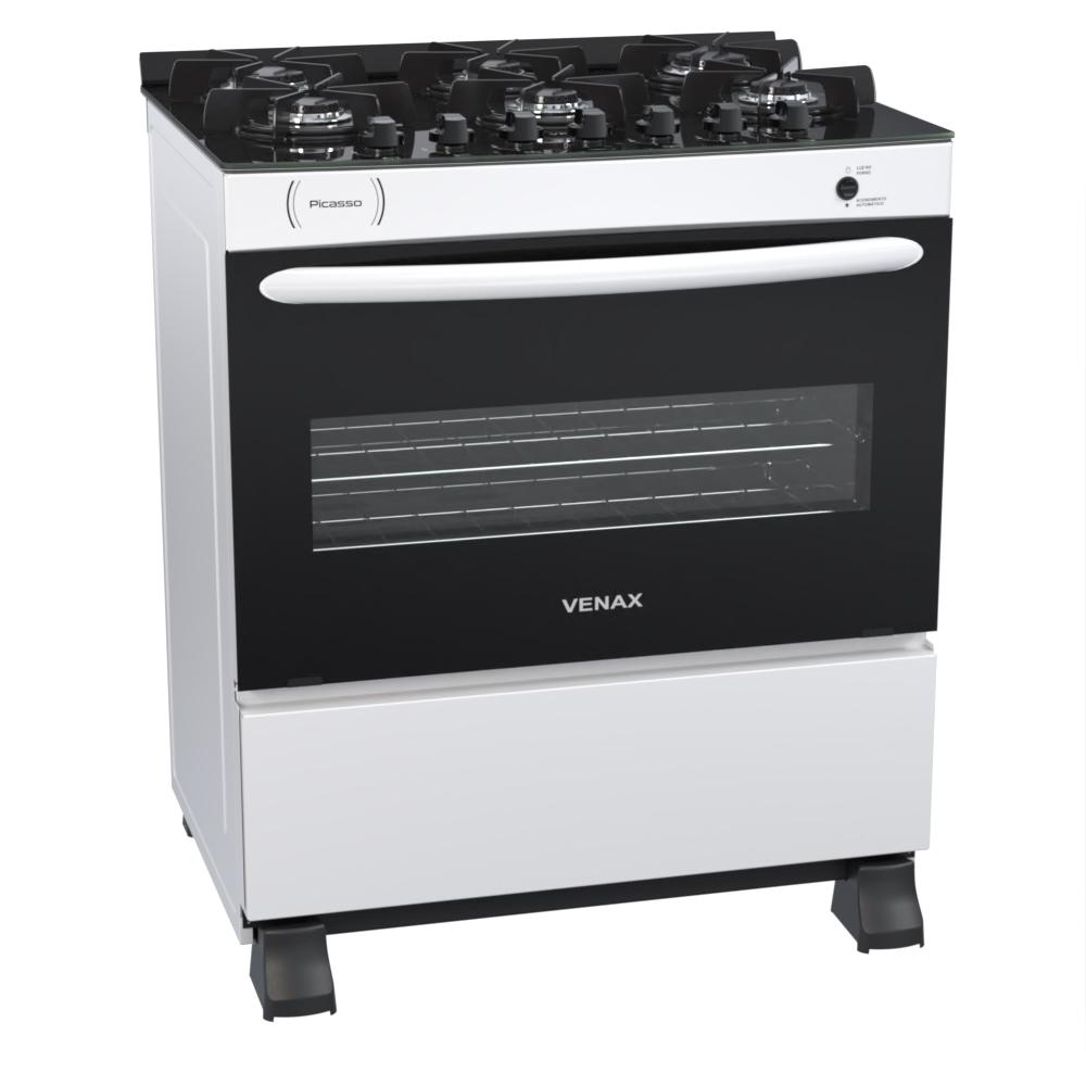Fogao a Gas 6 Bocas Venax Picasso Vitreo Branco