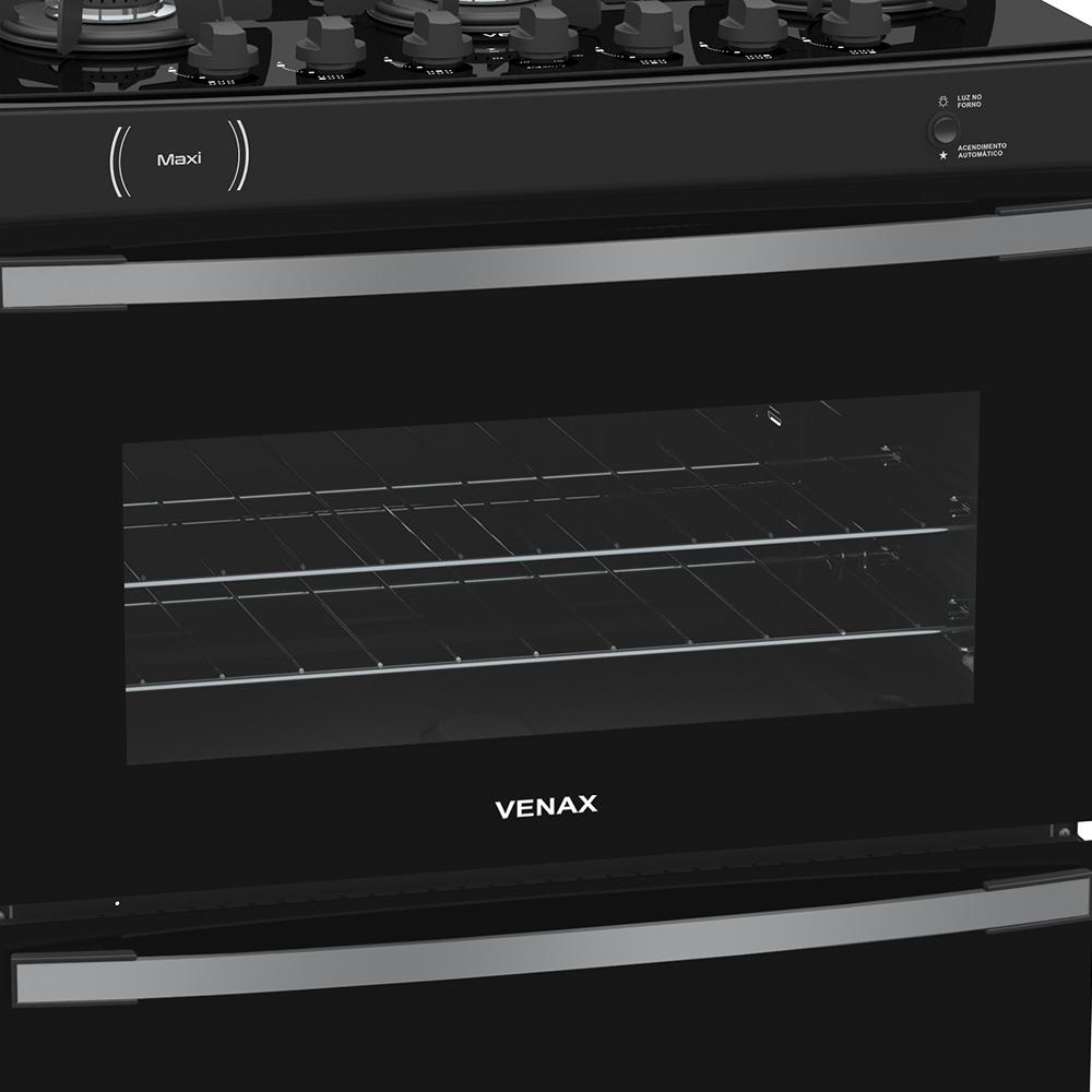 Fogao a Gas 6 Bocas Venax Maxi Vitreo Preto