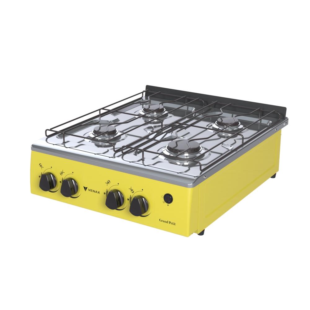 Fogao a Gas Portatil 4 Bocas Venax Grand Petit Vetro Amarelo