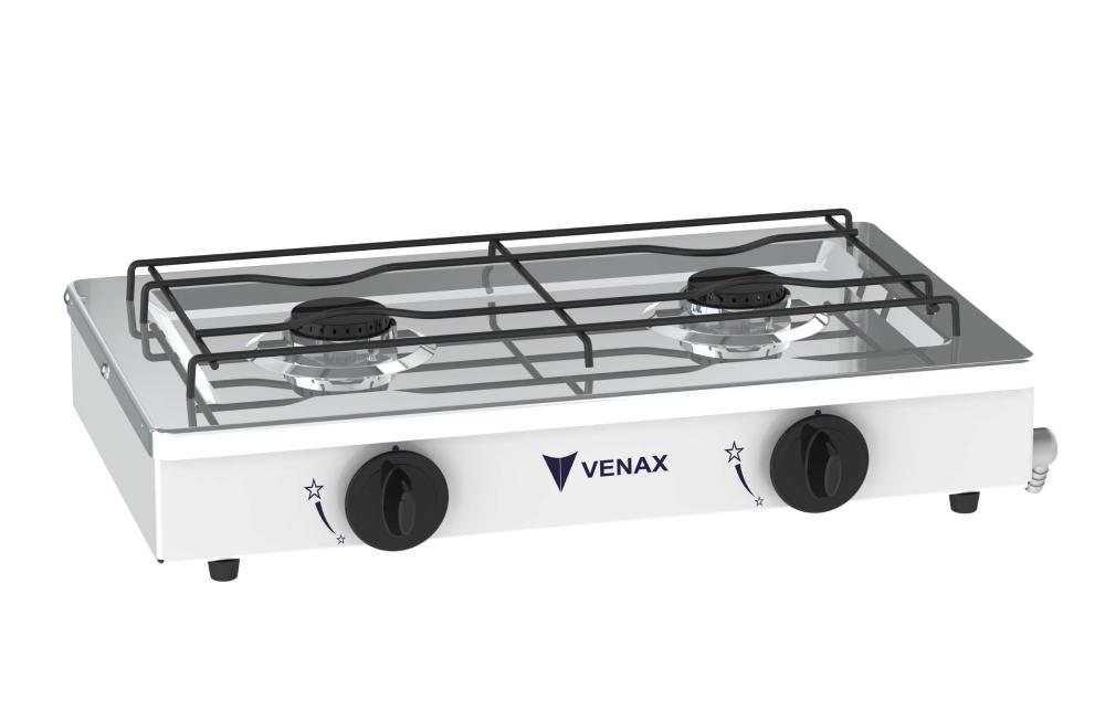 Fogao a Gas Portatil 2 Bocas Venax Flamalar Branco