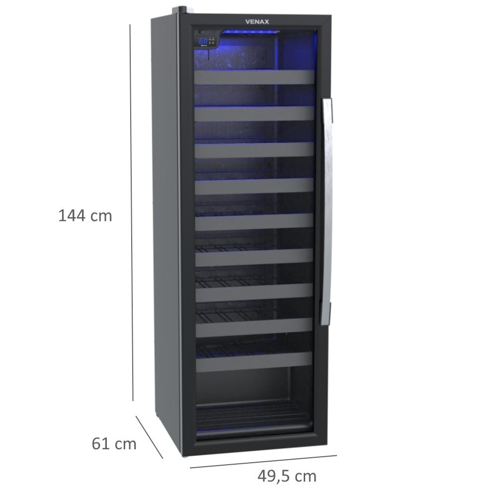 Adega de Vinhos Venax 50 Garrafas Piubella Preto Porta Invertida