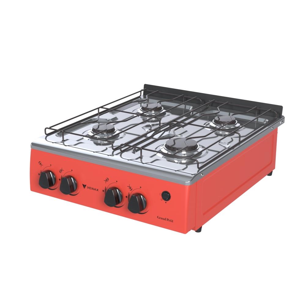 Fogao a Gas Portatil 4 Bocas Venax Grand Petit Vetro Vermelho