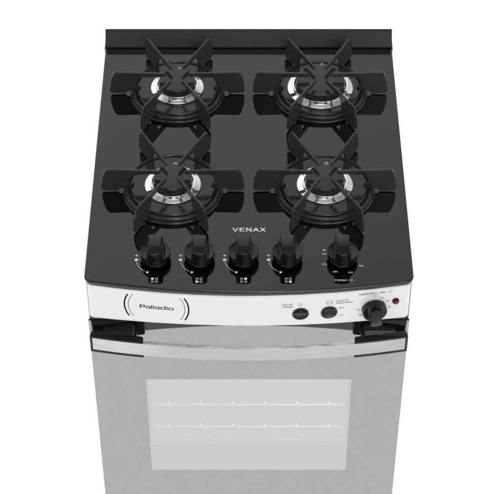 Fogao a Gas 4 Bocas Venax Palladio Vitreo Branco
