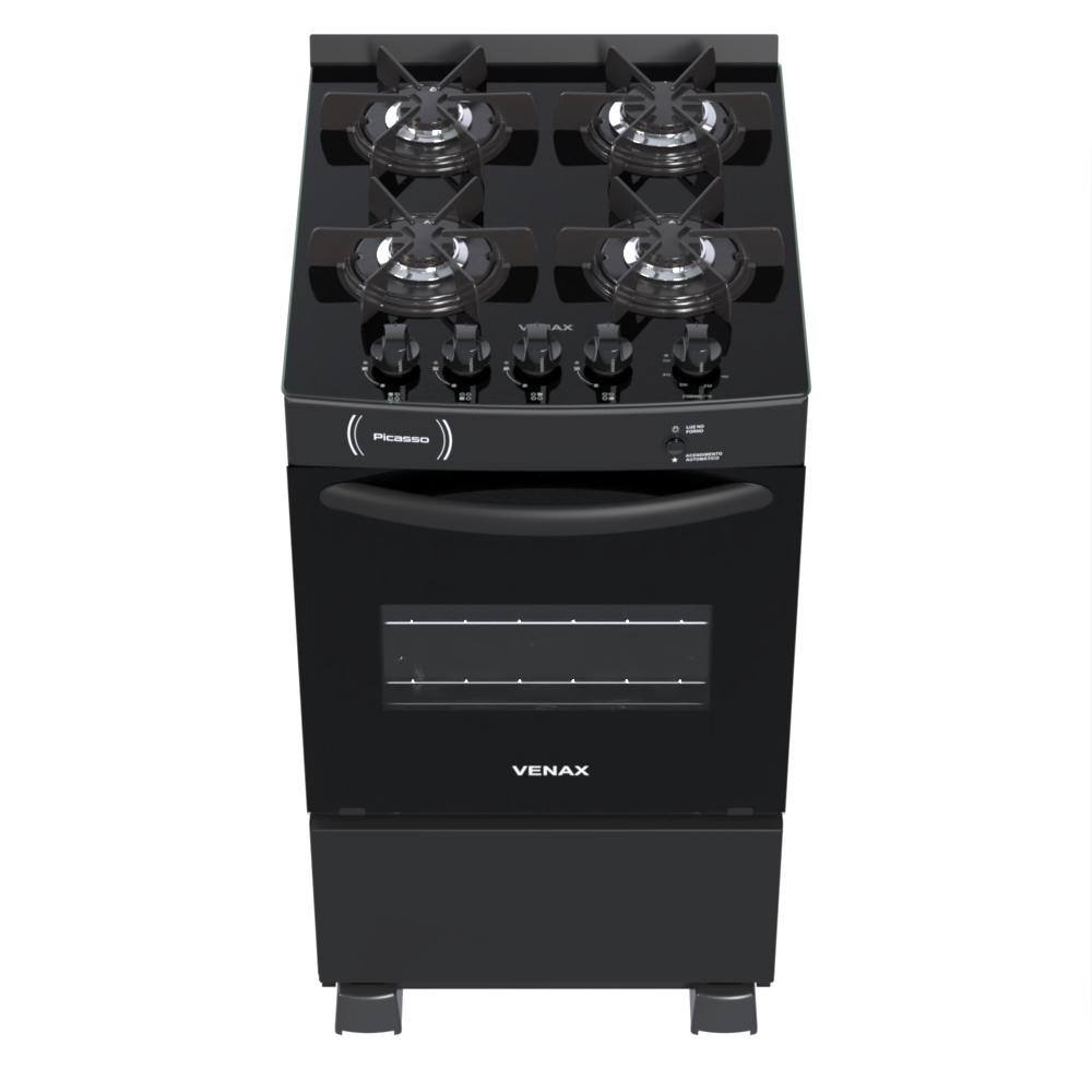 Fogao a Gas 4 Bocas Venax Picasso Vitreo Preto