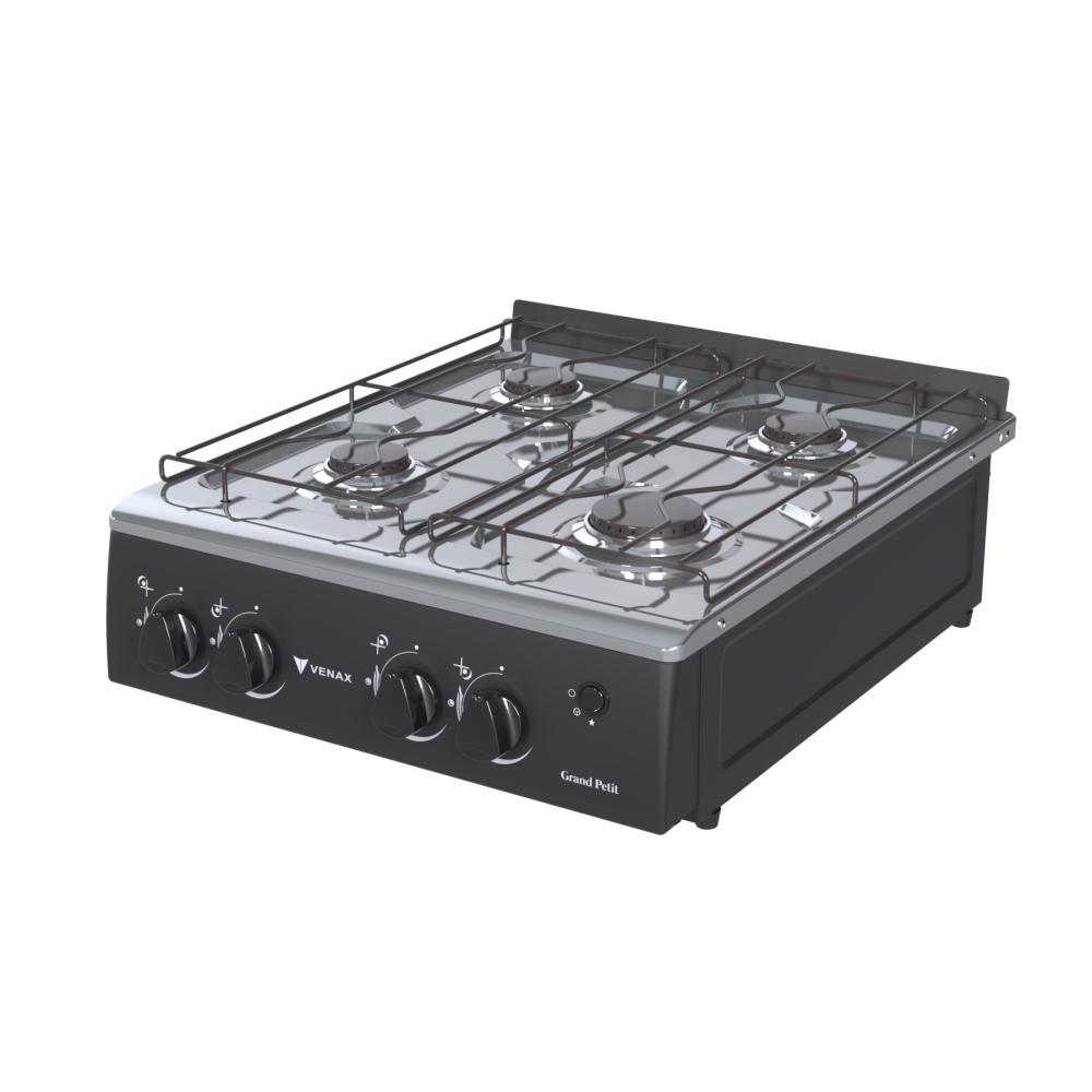 Fogao a Gas Portatil 4 Bocas Venax Grand Petit Vetro Preto