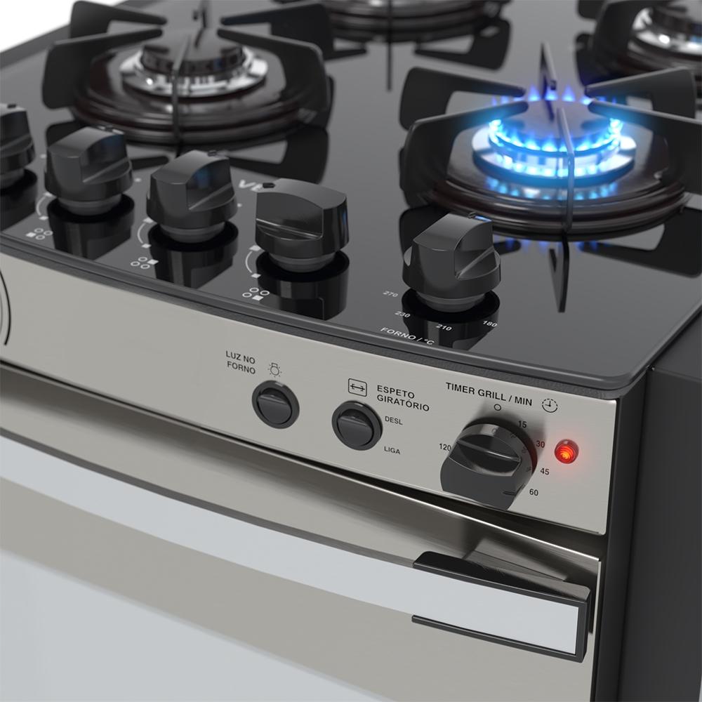 Fogao a Gas de Embutir 4 Bocas Venax Gaudi Platinum Vitreo Inox