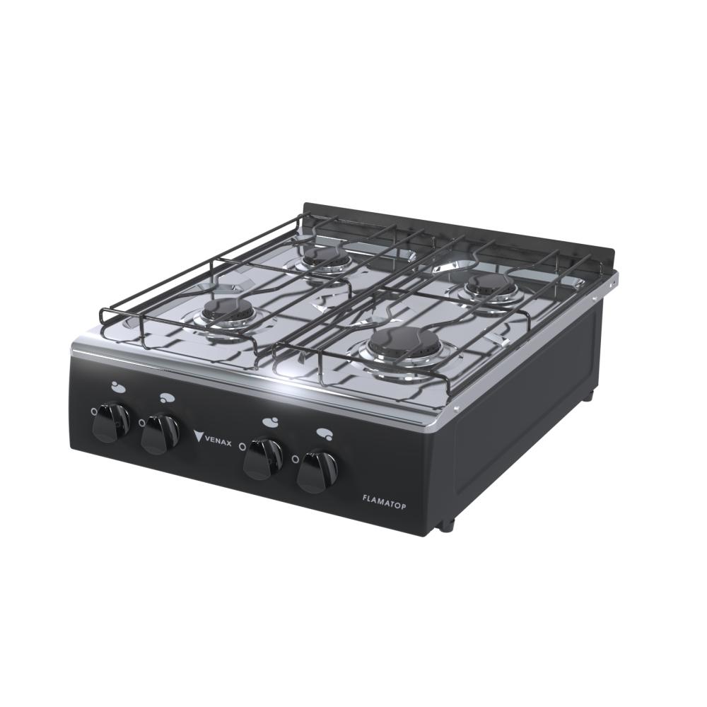 Fogao a Gas Portatil 4 Bocas Venax Flamatop Preto