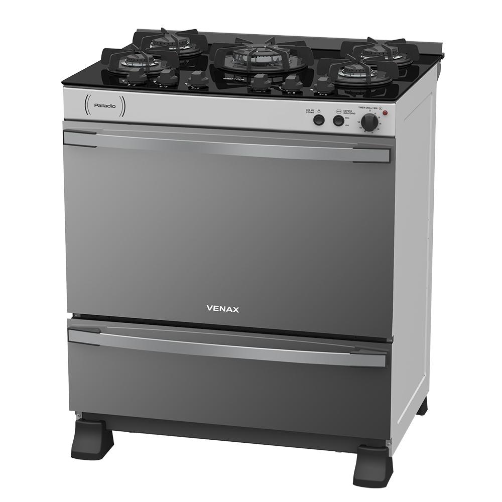 Fogao a Gas 5 Bocas Venax Palladio Vitreo Branco