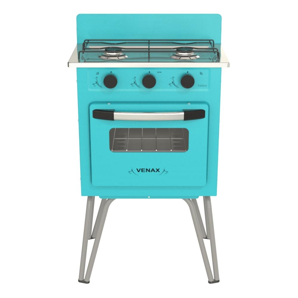 Fogao a Gas 2 Bocas com Forno Venax Gemini Vetro Verde