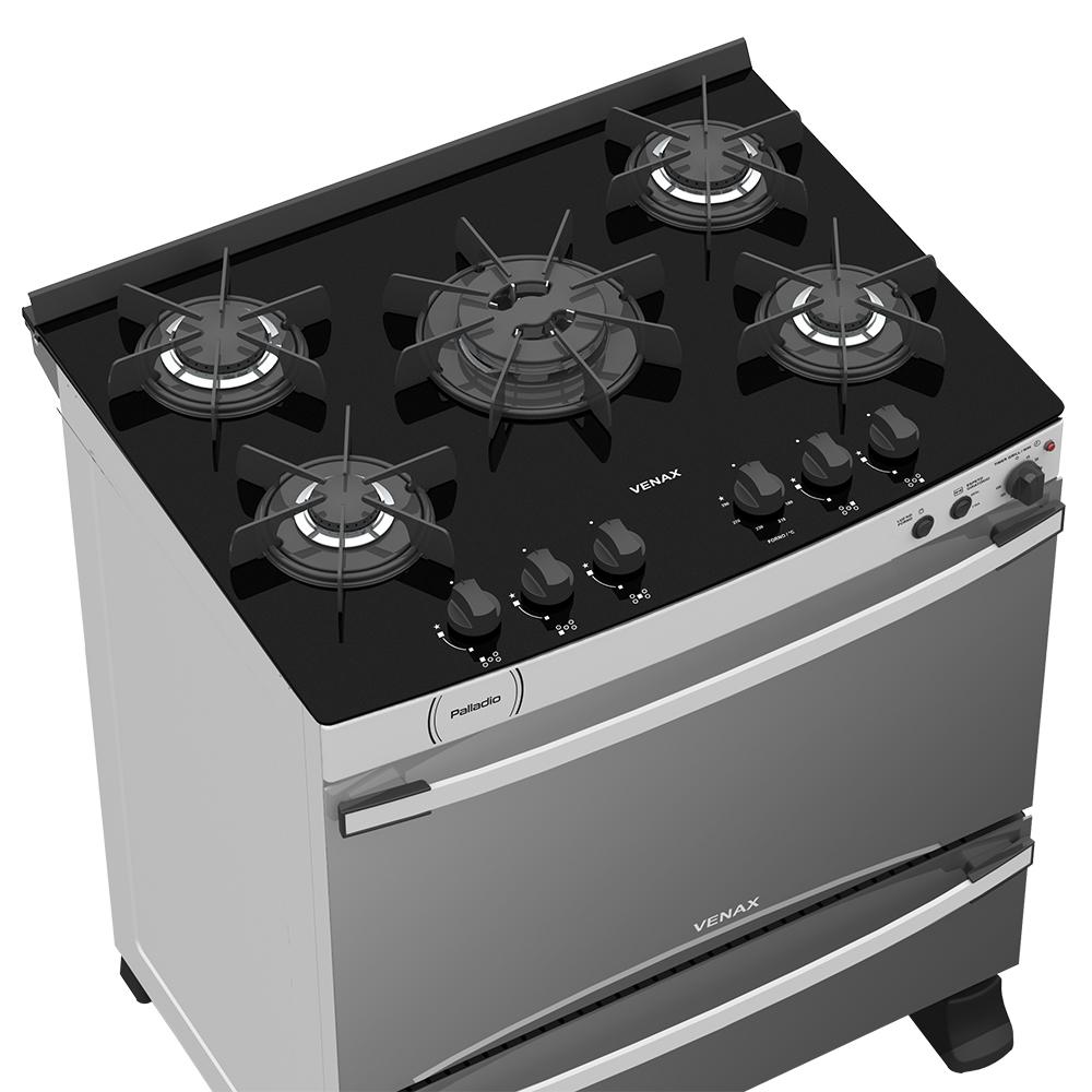 Fogao a Gas 5 Bocas Venax Palladio Vitreo Branco