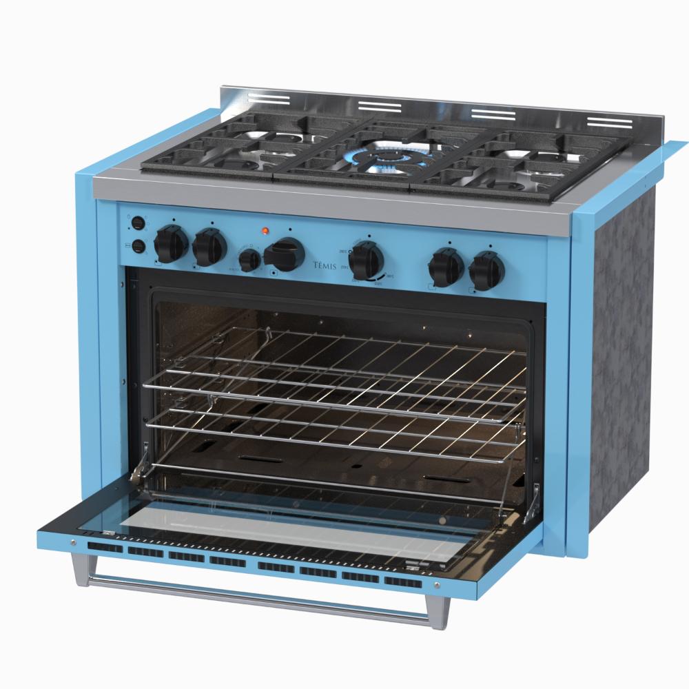 Fogao a Gas de Embutir 5 Bocas Venax Temis Azul