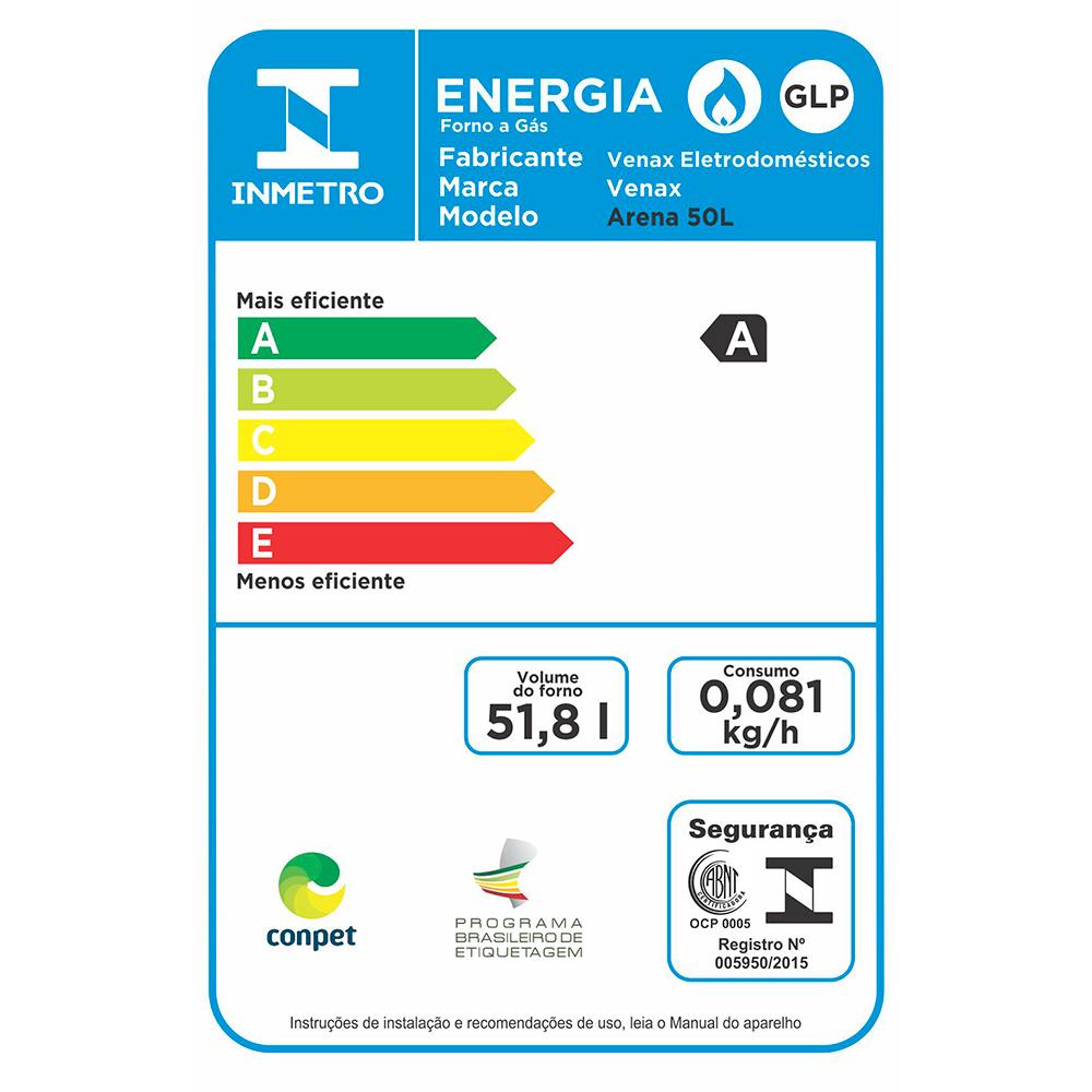 Forno de Embutir a Gas Venax 51,8L Arena GIII Vermelho