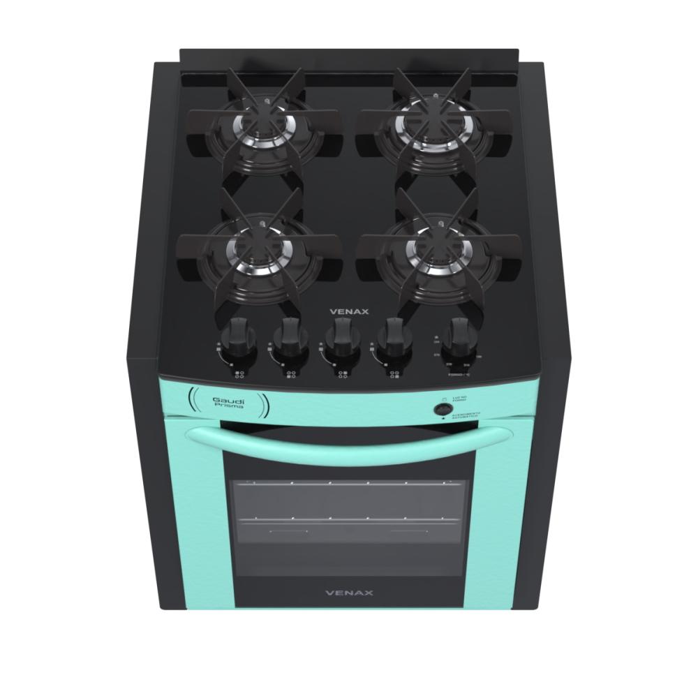 Fogao a Gas de Embutir 4 Bocas Venax Gaudi Prisma Vitreo Verde