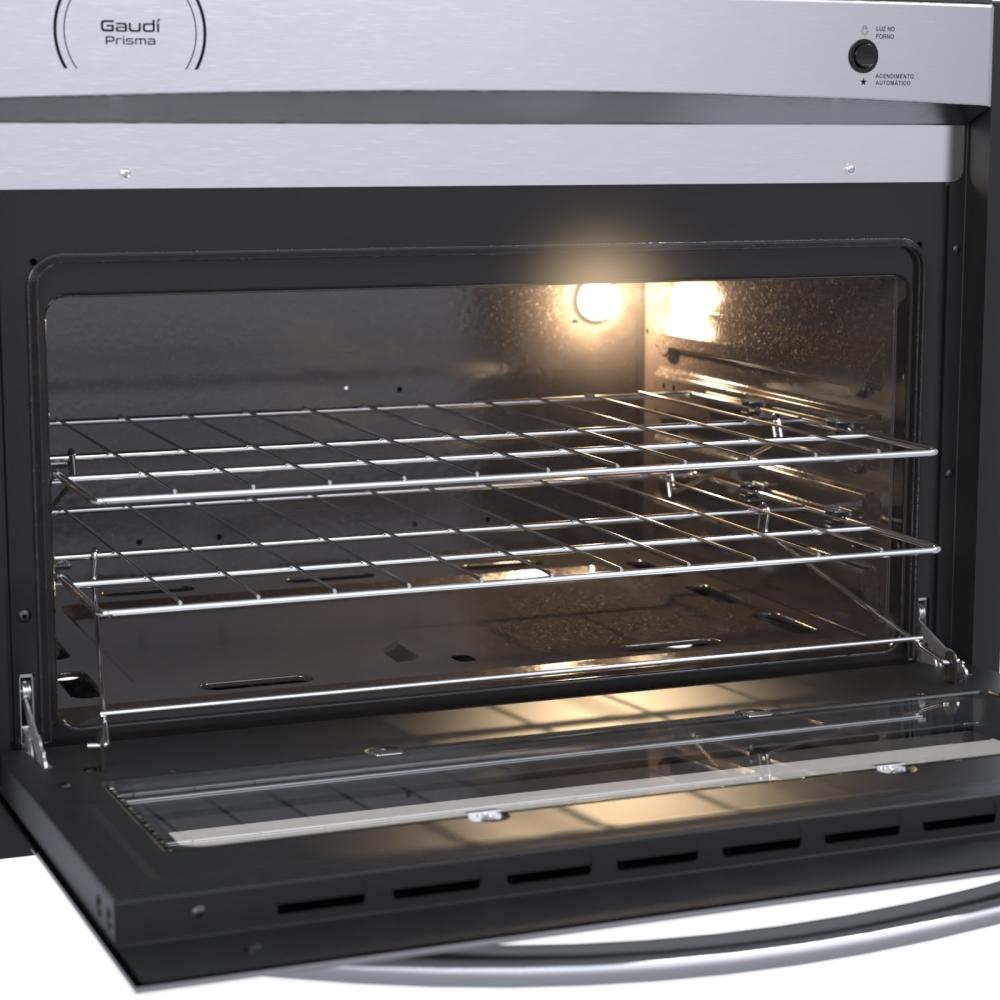 Fogao a Gas de Embutir 5 Bocas Venax Gaudi Prisma Vitreo EL Inox