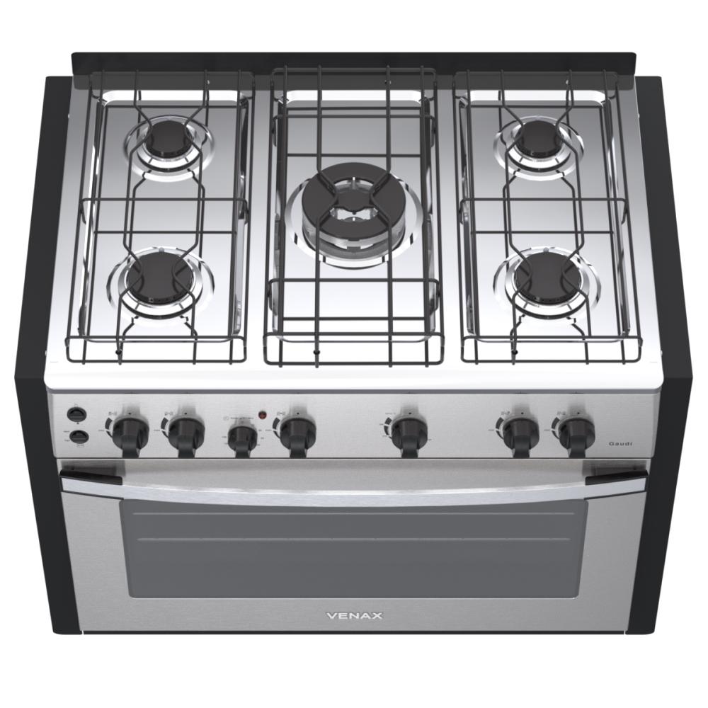 Fogao a Gas de Embutir 5 Bocas Venax Gaudi Platinum GII Inox