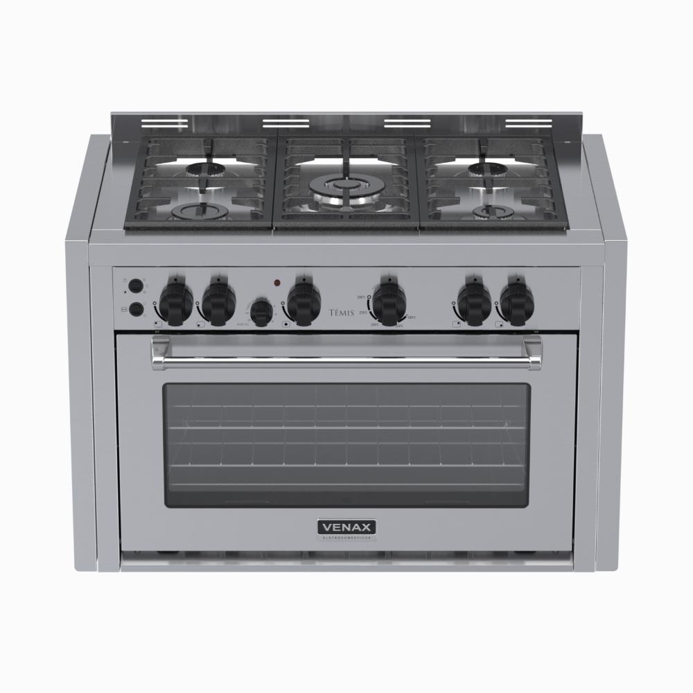 Fogao a Gas de Embutir 5 Bocas Venax Temis Inox