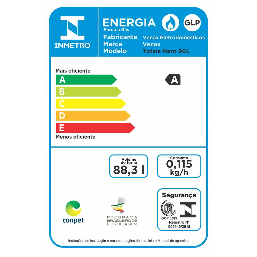 Forno de Embutir a Gas Venax 88,3L Totale Nero GIII