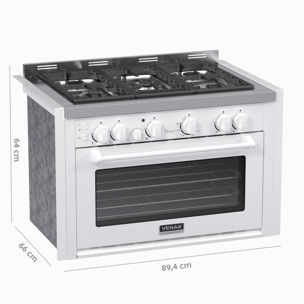 Fogao a Gas de Embutir 5 Bocas Venax Temis Branco
