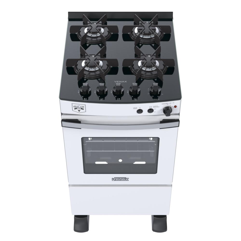 Fogao a Gas 4 Bocas Venax Gaudi Vetro Vitreo Branco