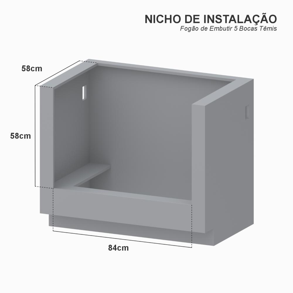 Fogao a Gas de Embutir 5 Bocas Venax Temis Preto