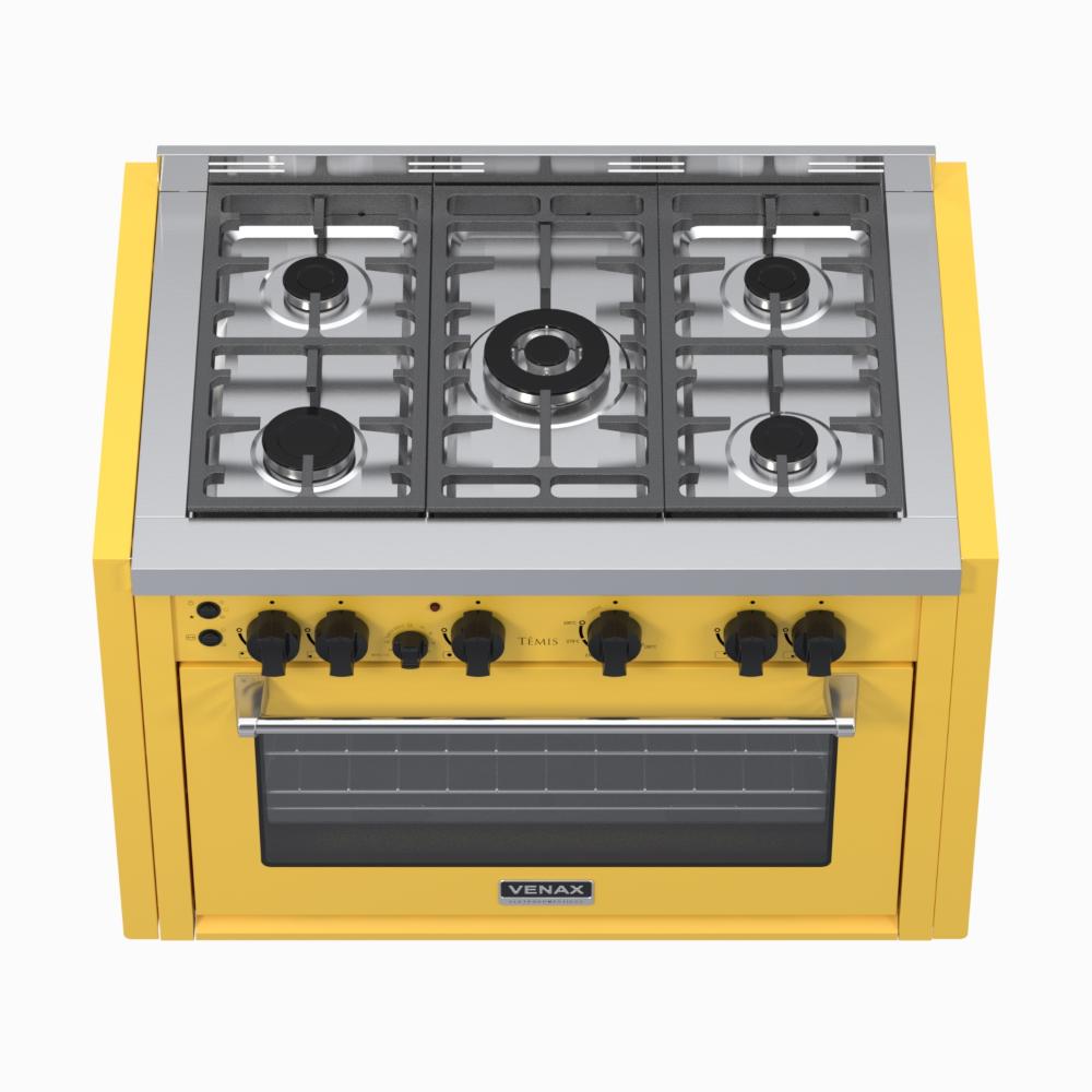 Fogao a Gas de Embutir 5 Bocas Venax Temis Amarelo