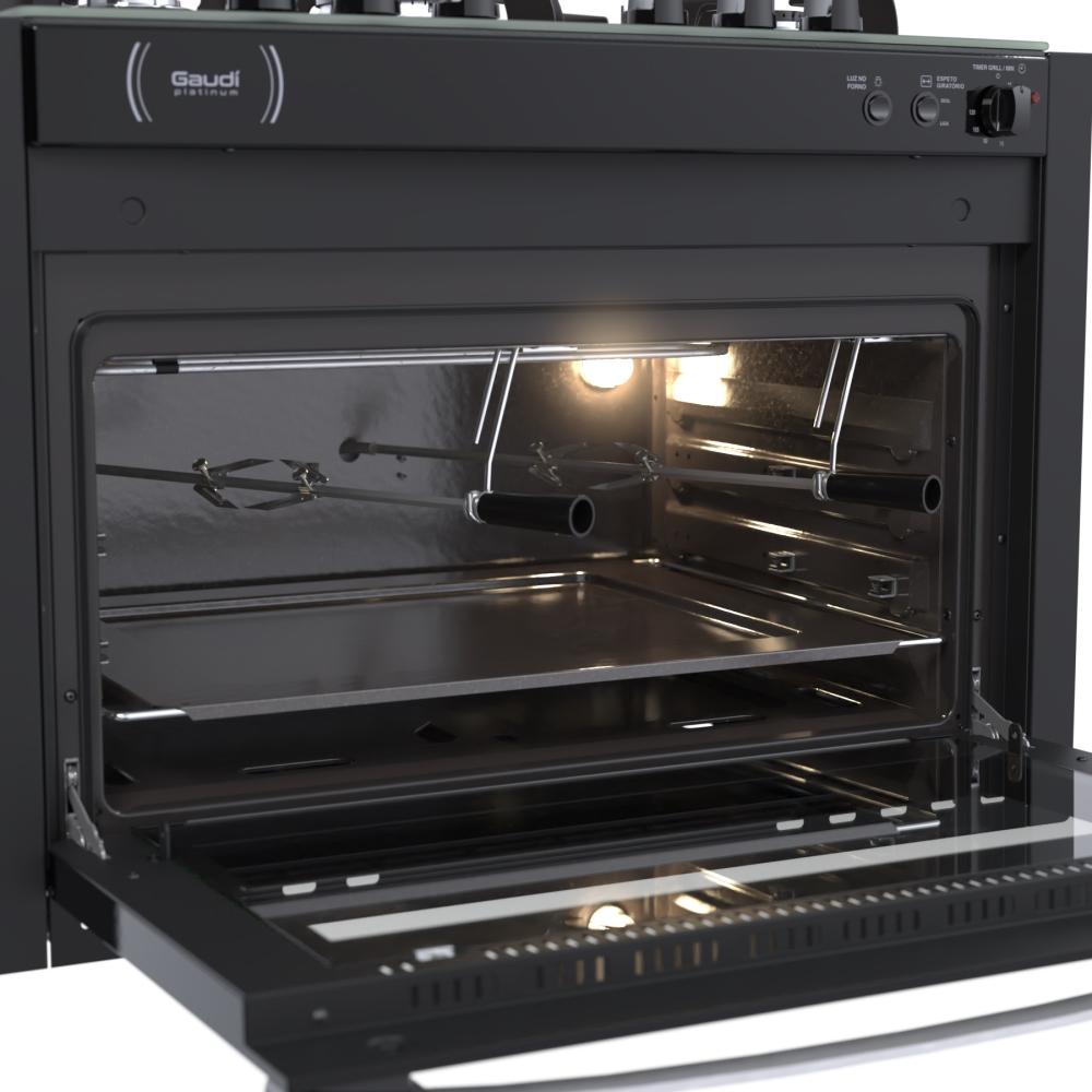 Fogao a Gas de Embutir 5 Bocas Venax Gaudi Platinum Vitreo Preto