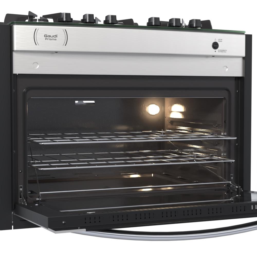 Fogao a Gas de Embutir 5 Bocas Venax Gaudi Prisma Vitreo Inox