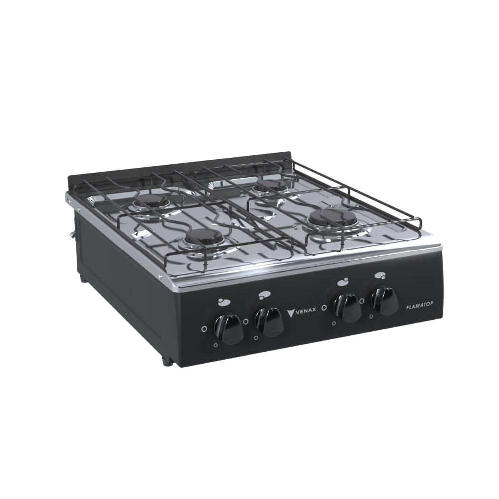 Fogao a Gas Portatil 4 Bocas Venax Flamatop Preto