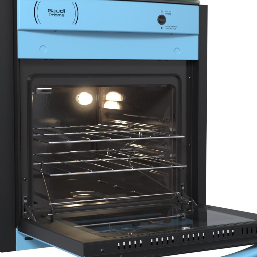 Fogao a Gas de Embutir 4 Bocas Venax Gaudi Prisma Vitreo Azul
