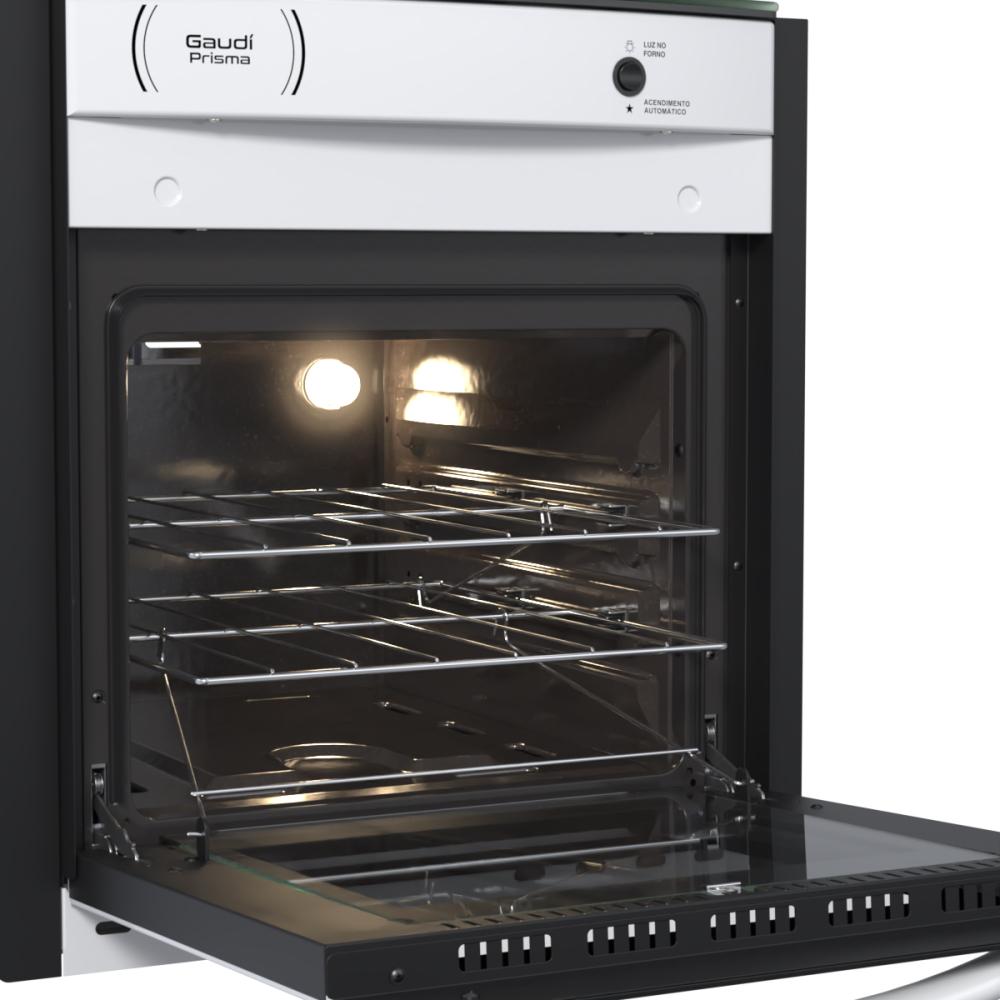 Fogao a Gas de Embutir 4 Bocas Venax Gaudi Prisma Vitreo Branco