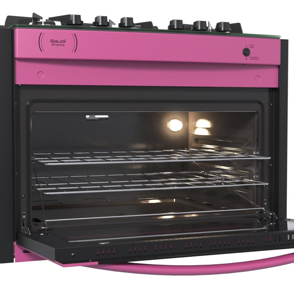 Fogao a Gas de Embutir 5 Bocas Venax Gaudi Prisma Vitreo Pink