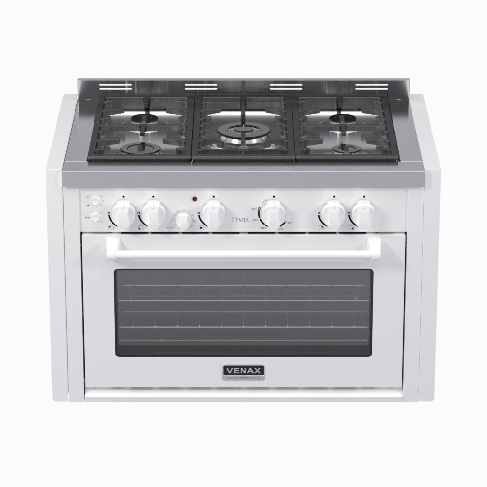 Fogao a Gas de Embutir 5 Bocas Venax Temis Branco