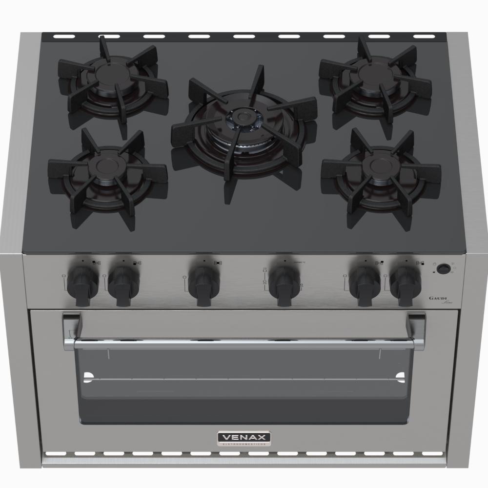Fogao a Gas de Embutir 5 Bocas Venax Gaudi Line Inox